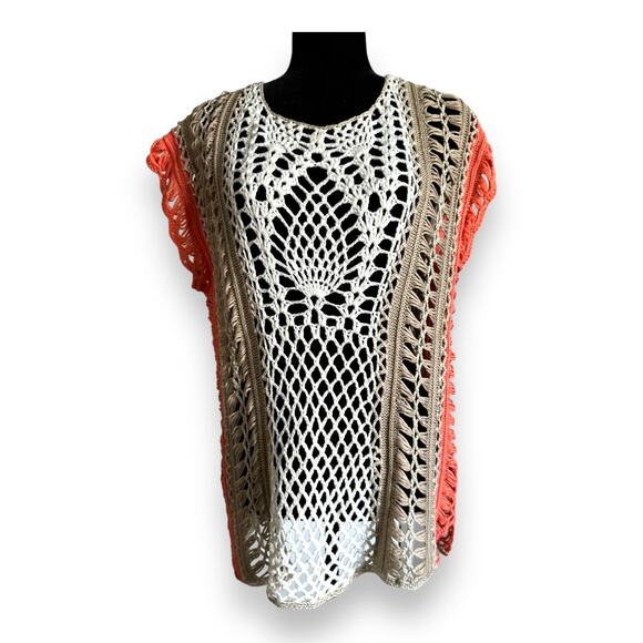 Chico's Womens Sweater Sz 2 L 12 Gloria Colorblock Pullover Crocheted - Picture 8 of 12